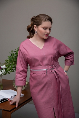 Анхель, платье прямого кроя с широким поясом с металлической молнией из цветного денима, два цвета