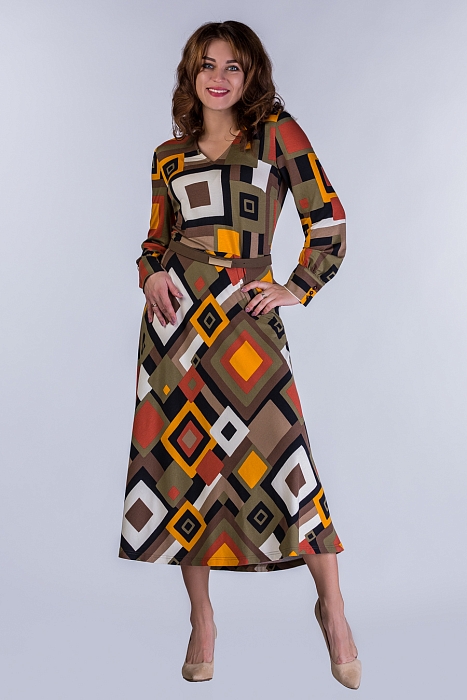 Линария. Яркое трикотажное платье ниже колена от производителя RITINI