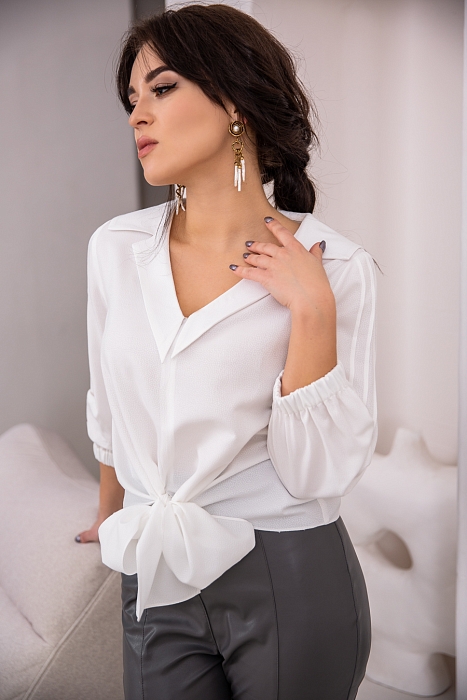 Блузка Амальфи с кокетными завязками, белый цвет