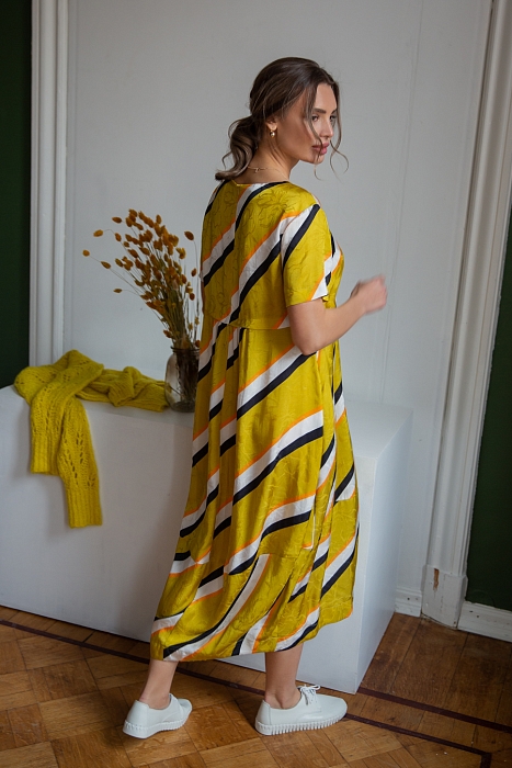 Вербена.1, длинное платье бохо из вискозы в диагонуальную полоску от производителя RITINI