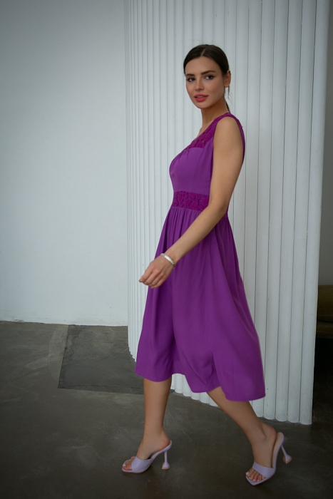 Расела.2. Однотонное платье сарафан без рукавов с кружевной спинкой от производителя RITINI