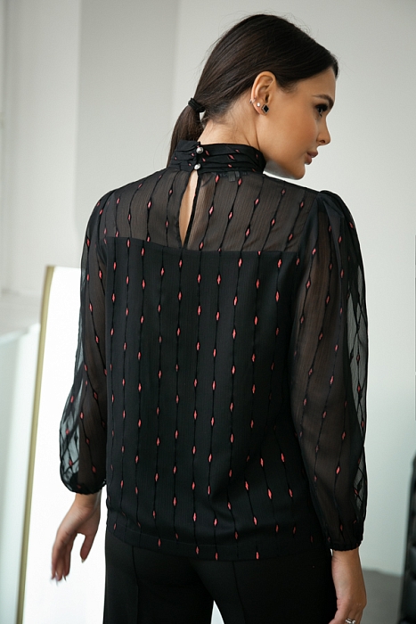 Ксанта, двухслойная изящная блузка из шифона с продольным рисунком